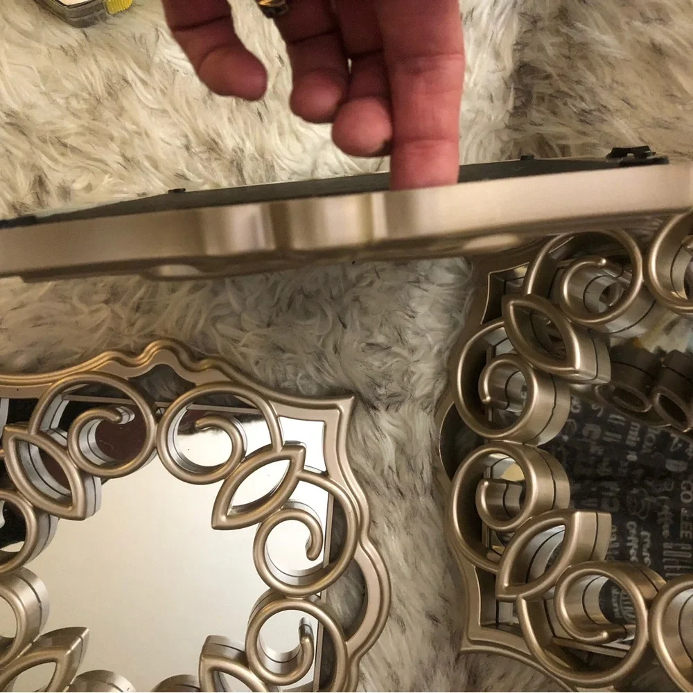 Set Of Three Decorative Gold Scrolled Wall Mirrors Lightweight Hollywood Regency